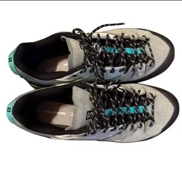 SALOMON Mint Green & Black X-Alp Leather Sneakers Size 6/7 - Picture 4 of 6